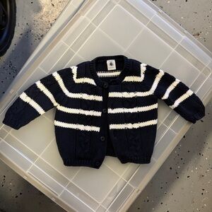 Petit Bateau Navy & White Striped Knit Cardigan size 6-months